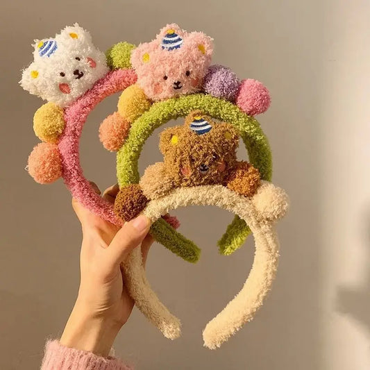 Cartoon Plush Bear Hairband for Girls